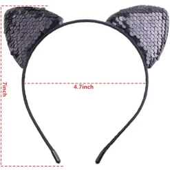 8 stk. Glitter Katteøre Pandebånd Halloween Maskerade Catwoman Hårbånd
