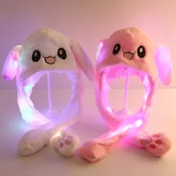 1 Stk Glowing e Bunny Ears Hat Øre Moving Bunny Hat Legetøj Pink