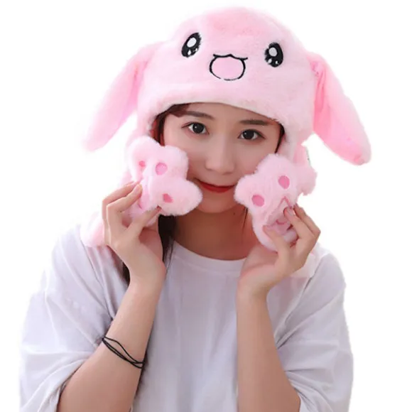 1 Stk Glowing e Bunny Ears Hat Øre Moving Bunny Hat Legetøj Pink