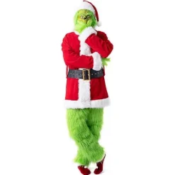 7 stk. Grinchen Kostume Jule Cosplay Voksen Julemandskostume Sæt + Maske A-Perfet C S