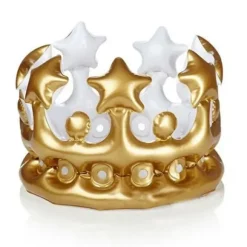 2 stk. guld oppustelig dronningekrone til voksne (23 cm diameter)
