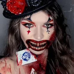 10 stk Halloween Clown Horror Mund Tattoo Stickers Ansigts Dekaler Falske Tattoo Stickers Midlertidige Tattoo Kit