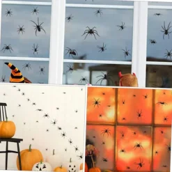 1 stk. Halloween Dekorativt Klistermærke Med Edderkop Originalt Klistermærke Til Vinduer Og Til Indvendig Dekoration