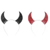 2 stk Halloween Djævel Horn Pandebånd Hårbånd Dekorationer Rekvisitter Børn Paillette Hårbånd Hår Til Cosplay Kostumefest (rød + Sort)