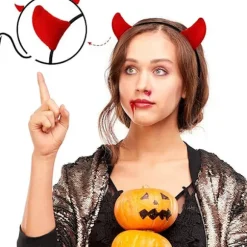 2 stk Halloween Djævel Horn Pandebånd Engel Glorie Rød Dæmon Øre Hvid