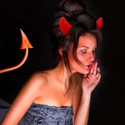 2 stk Halloween Djævel Horn Pandebånd Engel Glorie Rød Dæmon Øre Hvid