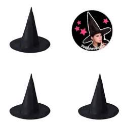 3 stk. Halloween Hat Sort Oxford Klæde Troldmand Hat Makeup Kostume Rekvisitter Heksehat Heksehat(L)