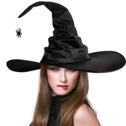 3 stk. Halloween Heksehat Sort Edderkop Flagermus Stor Rynket Damekostume Tilbehør Halloween Cosplay Fest
