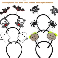 6 stk. Halloween Hårbøjler, glitter Græskar Edderkop Spøgelse Flagermus Heksehat Hoved Ferie Hår Bøjle Hårbånd Hovedbeklædning Udklædningstilbehør Festdekoration | Fyndiq