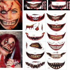 12 stk. Halloween mund tatovering klistermærker skræmmende læber DIY dekoration