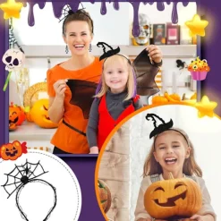 6 stk. Halloween Pandebånd Djævlehorn Pandebånd Edderkop Pandebånd Hekse_yux