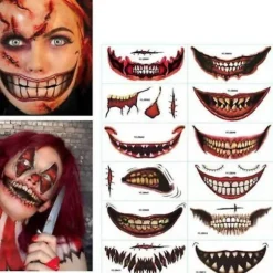 1/12 stk. Halloween Spøg Makeup Midlertidig Tatovering Tattoo stickers 03