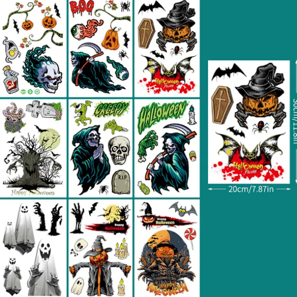 54 stk Halloween Vindue Klistermærker Halloween Vindue Dekorationer Skelet