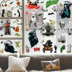 54 stk Halloween Vindue Klistermærker Halloween Vindue Dekorationer Skelet
