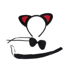 3 stk. Halloween-dragt til børn og voksne, dyr, røde ører, pandebånd, butterfly, hale-sæt, fest, cosplay-kostume [HK] 21*14.5cm