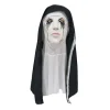 1 stk. Halloween-maske, skræmmende nonnemaske i latex, Halloween-fest skræmmende fuld hovedkostumemaske, Halloween-skrækmakeupmaske