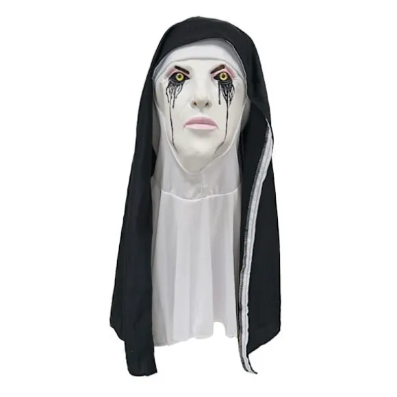 1 stk. Halloween-maske, skræmmende nonnemaske i latex, Halloween-fest skræmmende fuld hovedkostumemaske, Halloween-skrækmakeupmaske