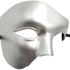 1 stk. halv ansig Phantom maske, Masquerade maske Retro Phantom Of The Opera One Eye halv ansig kostume (sølv)