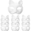 10 stk. Hånddekoration DIY Fest Malbare Dyremasker Fest Cosplay Tilbehør Katte Masker Mal Dyre Udklædningsmasker