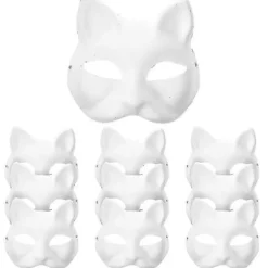 10 stk. Hånddekoration DIY Fest Malbare Dyremasker Fest Cosplay Tilbehør Katte Masker Mal Dyre Udklædningsmasker