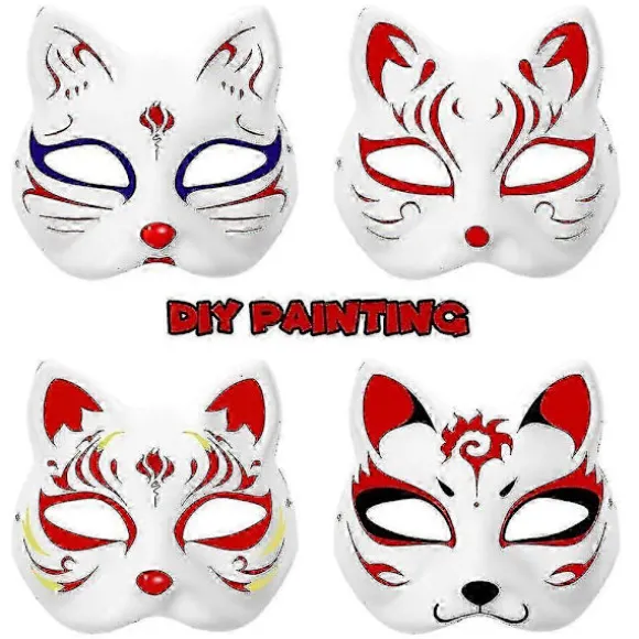 10 stk. Hånddekoration DIY Fest Malbare Dyremasker Fest Cosplay Tilbehør Katte Masker Mal Dyre Udklædningsmasker