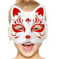 30 stk. Hvid katte maske Hvid ræv masker Dyr Halv ansigtsmaske Maske Papir Umalet Blank DIY Halloween maske Til Maskerade Cosplay fest [L] 30pcs