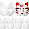 2 stk. hvide masker papirmasker blank katte maske til dekoration DIY maleri maskerade cosplay fest