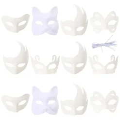 12 stk Hvide Maskerademasker Uafsluttede Masker Halloween Dyremasker Cosplay Kitsune Masker Ræv Halloween Masker
