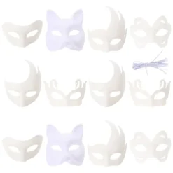 12 stk Hvide Maskerademasker Uafsluttede Masker Halloween Dyremasker Cosplay Kitsune Masker Ræv Halloween Masker