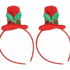 2 stk. julehårbøjler Julemandshat Hårbøjle Hårbånd med Jingle Bells Julekostumer Tilbehør Festfavoritter