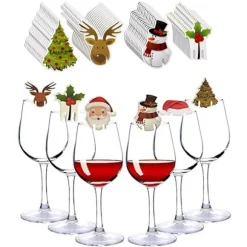 10 stk. Julekopkort Julemandshat Vinglas Dekoration Juletræsornamenter Til Hjemmet Juledekoration Festdekoration Nytårsgaver