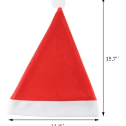10 stk. Julemandshatte med klokker til voksne, klassiske røde julehatte til festkostume