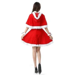 3 stk. Julemandskostume til kvinder, Julemandsdragt, Julekostume med kjole, tørklæde, kunstig pelsarmbånd, gave til nytårsfest