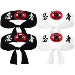 4 stk. Karate Pandebånd Karate Pandebånd Japanske Hårbånd Kokkehårbånd