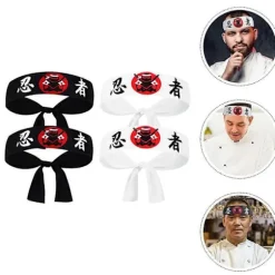 4 stk. Karate Pandebånd Karate Pandebånd Japanske Hårbånd Kokkehårbånd