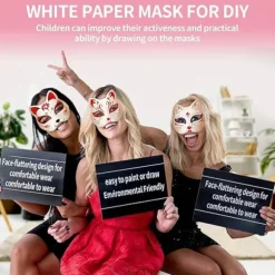 10 stk. Katte Masker, Papirmasse Katte Masker, Malbare Dyre Udklædningsmasker, DIY Hvide Masker til Maskerade Halloween Børn Cosplay Maske Kostumefest | Fyndiq