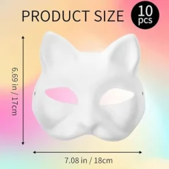 10 stk. Katte Masker, Papirmasse Katte Masker, Malbare Dyre Udklædningsmasker, DIY Hvide Masker til Maskerade Halloween Børn Cosplay Maske Kostumefest | Fyndiq