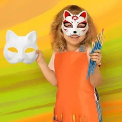 10 stk. Katte Masker, Papirmasse Katte Masker, Malbare Dyre Udklædningsmasker, DIY Hvide Masker til Maskerade Halloween Børn Cosplay Maske Kostumefest | Fyndiq