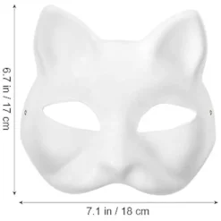 3 stk. kattemaske, Therian masker hvide kattemasker tomme DIY Halloween maske cosplay, 50% rabat