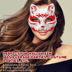 10 stk. Kattemasker til at male, Dyredragtmasker DIY Hvide masker Halvmaske til Maskerade Halloween Børne Cosplay Masker Kostume Party Favør