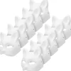 10 stk Kattemasker til at Male, Dyrekostumemasker DIY Hvide Masker Halvmaske til Maskerade Halloween Børn Cosplay Masker Kostume Party Favors