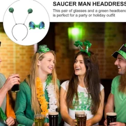 12 stk. Kreativ Tallerkenmand Briller Grøn Bold Hårbøjle Feriefest Rekvisitter[HK] Green 14.00X13.70X9.00CM