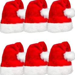 6 stk. Lang Uld Julehat Julefest Hat til Voksne og