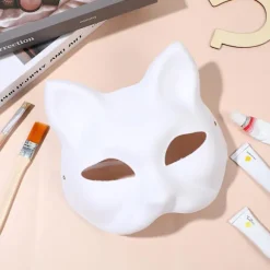 10 stk. Maskekatte-ansigtsmasker DIY-festmasker rekvisitter Malbare blanke masker Fest Cosplay-tilbehør