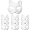 10 stk. Maskekatte-ansigtsmasker DIY-festmasker Rekvisitter Maling