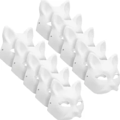 10 stk. masker tomme kattemasker til dekoration DIY maleri maskerade