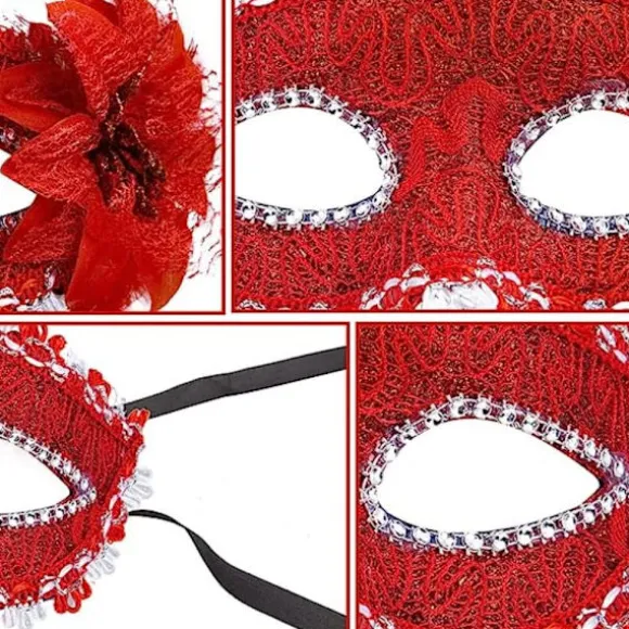 2 STK Masquerade Mask Side Blomster Halv-ansigt Ansigtsdekoration