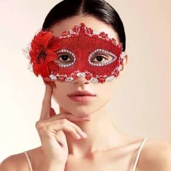 2 STK Masquerade Mask Side Blomster Halv-ansigt Ansigtsdekoration