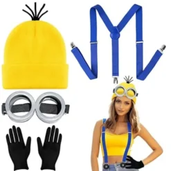 4 stk. Minions Halloween-kostumetilbehør til voksne, sort Black