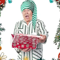 2 stk. Nathat til mænd Stribet Pyjamahat Justerbar Sovehat Med Pom Pom Bold Til Festartikler Grøn Og Hvid Green and White